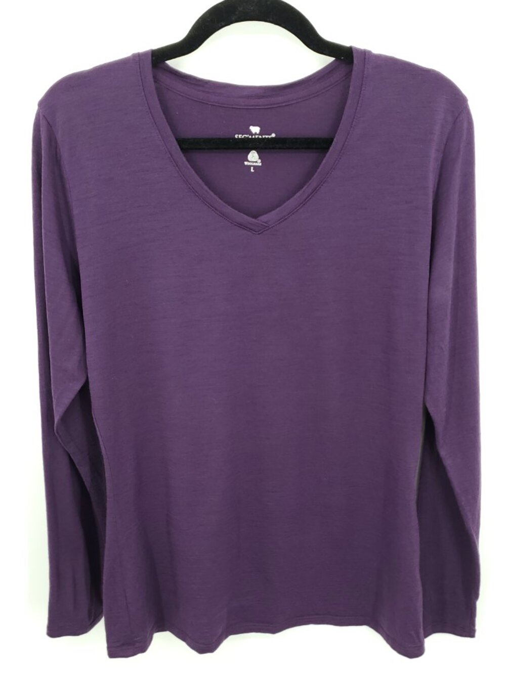 Seg'ments 100% Merino Wool V-Neck Long Sleeve Base Layer Top L Purple